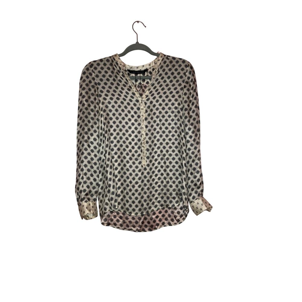 Zara Woman 100% Mulberry Silk Geometric Printed Blouse Top Size S